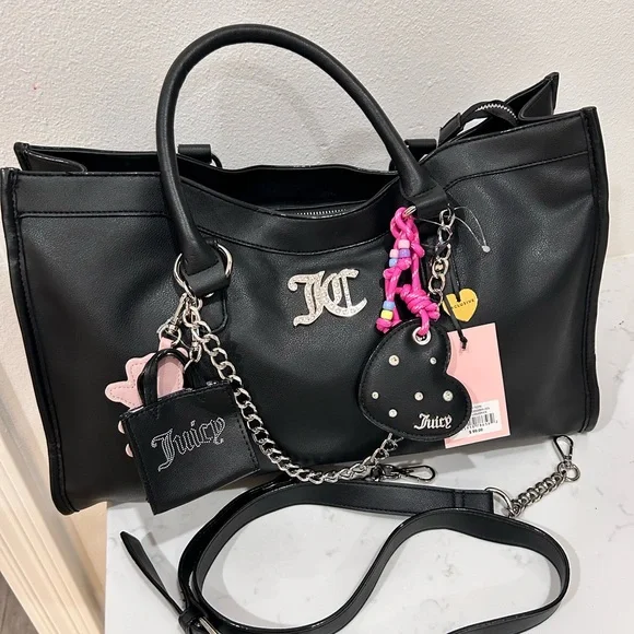 Juicy Couture Black Tote with Pink Charm - Picture 6 of 6